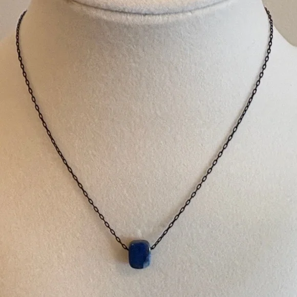 Set of Two 90s Vintage Nine West 925 Sterling Silver Stone Pendant Necklaces - Picture 4 of 7